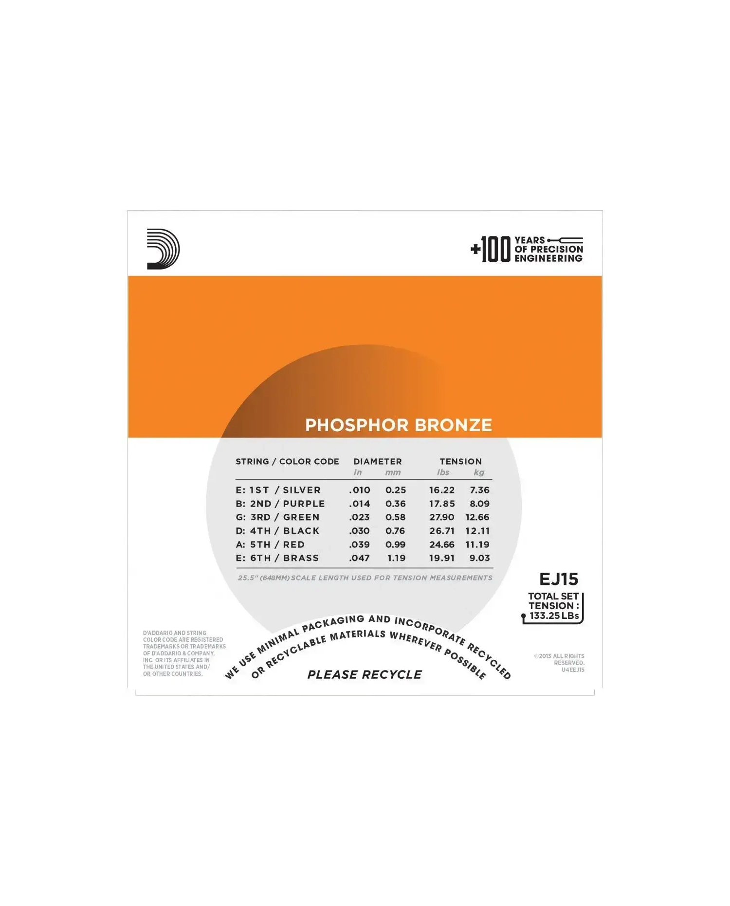 D'Addario EJ15 Phosphor Bronze - Set Corzi Chitara Acustica 10-47 D'Addario - 2