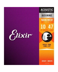 Elixir Nanoweb Bronze 10-47 - Set Corzi Chitara Acustica Cu 12 Corzi Elixir - 1