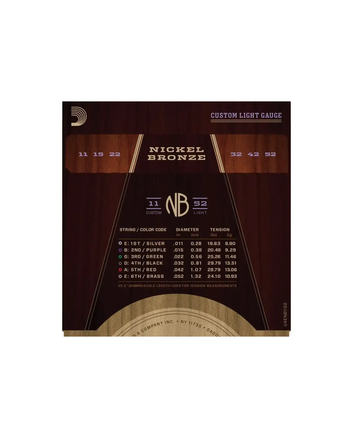 D'Addario NB1152 - Set Corzi Chitara Acustica 11-52 D'Addario - 2