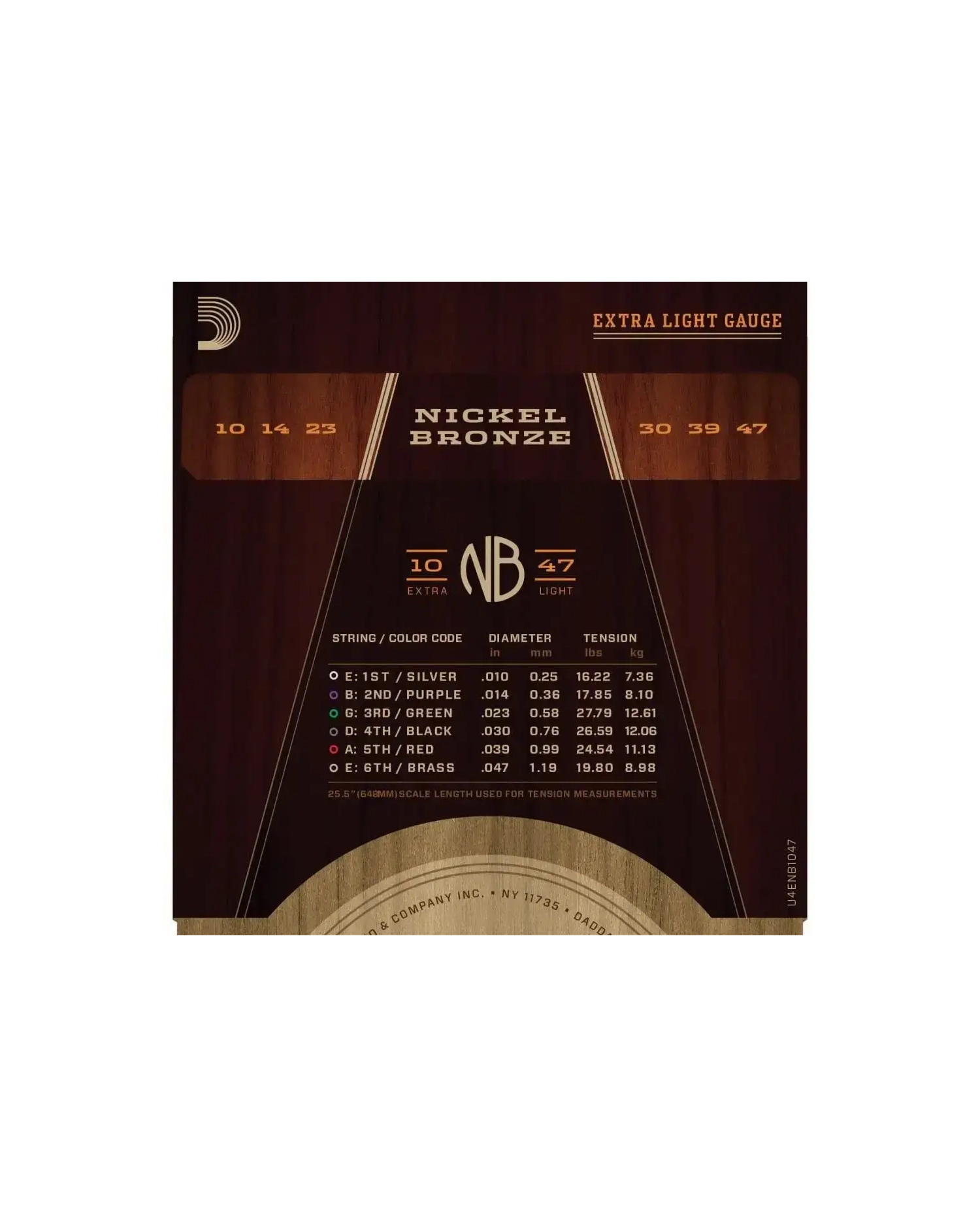 D'Addario NB1047 - Set Corzi Chitara Acustica 10-47 D'Addario - 2