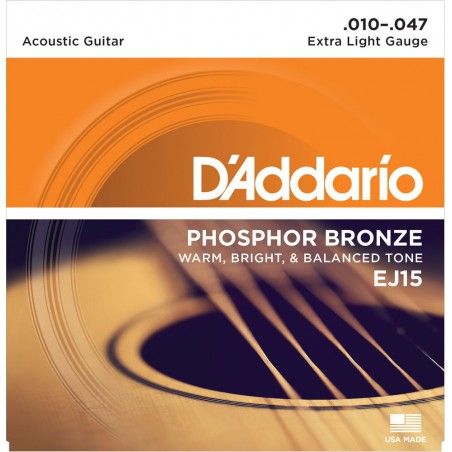 D'Addario EJ15 Phosphor Bronze - Set Corzi Chitara Acustica 10-47 D'Addario - 1
