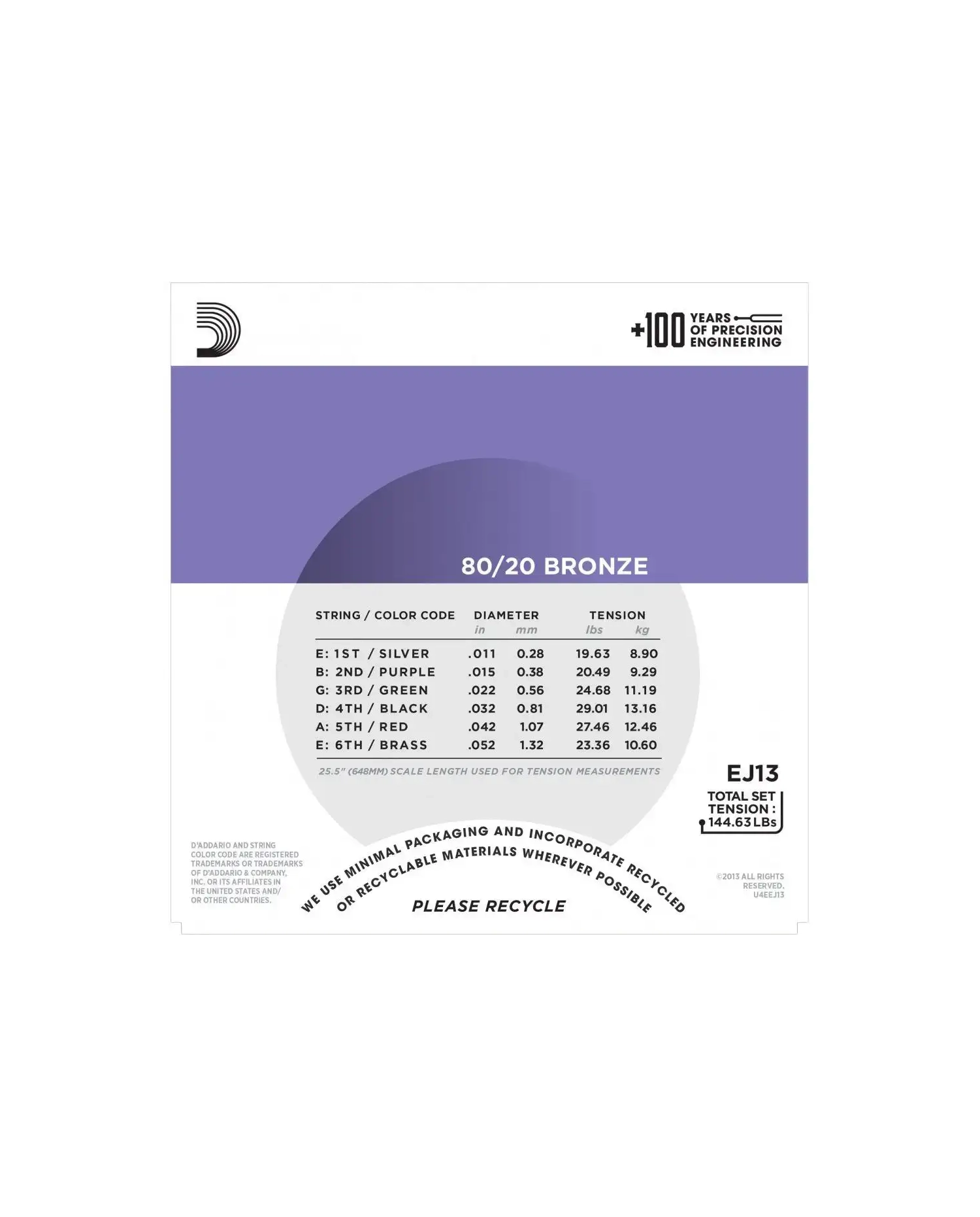 D'Addario EJ13 80/20 Bronze - Set Corzi Chitara Acustica 11-52 D'Addario - 2