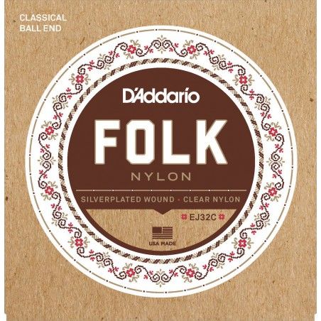 D'Addario EJ32C Folk Clear Nylon - Set Corzi Chitara Clasica D'Addario - 1
