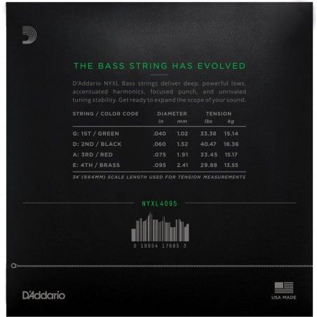 D'Addario NYXL4095 - Set 4 Corzi Chitara Bass 40-95 D'Addario - 1