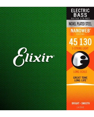 Elixir Nanoweb El Bass 5 Strings 45-130 - Set Corzi Chitara Bass Elixir - 1
