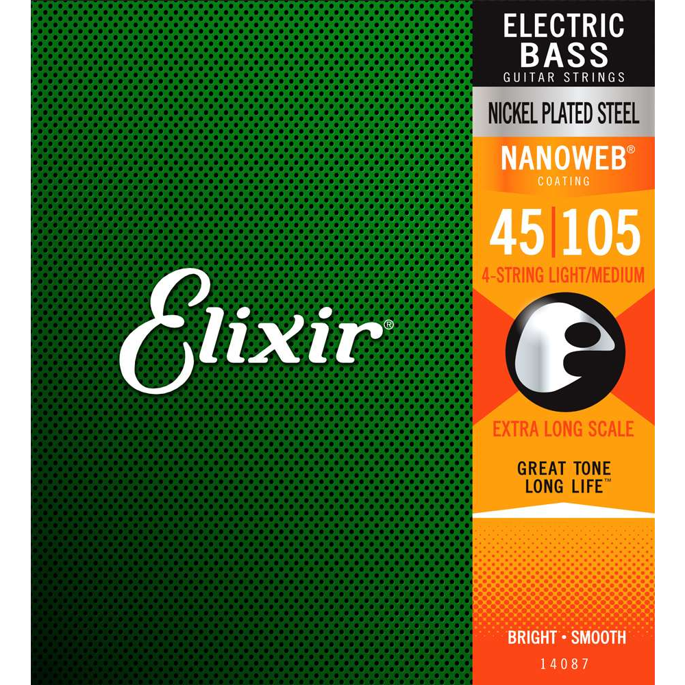 Elixir Nanoweb El Bass 4 Strings XLong 45-105 - Set corzi chitara bass Elixir - 1