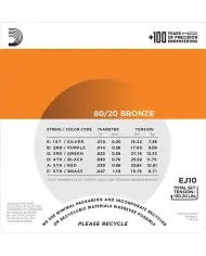 D'Addario EJ10-3D 80/20 Bronze - 3 Seturi Corzi Chitara Acustica 10-47 D'Addario - 3