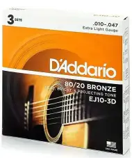 D'Addario EJ10-3D 80/20 Bronze - 3 Seturi Corzi Chitara Acustica 10-47 D'Addario - 2