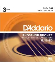 D'Addario EJ15-3D Phosphor Bronze - 3 Seturi Corzi Chitara Acustica 10-47 D'Addario - 1