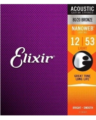Elixir Nanoweb Bronze 12-53 - Set Corzi Chitara Acustica