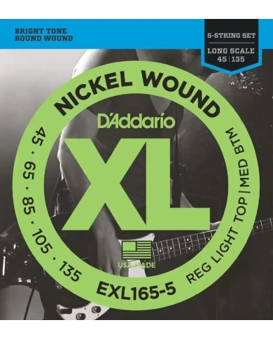 D'Addario EXL165-5 - Set 5 Corzi Chitara Bass 45-135