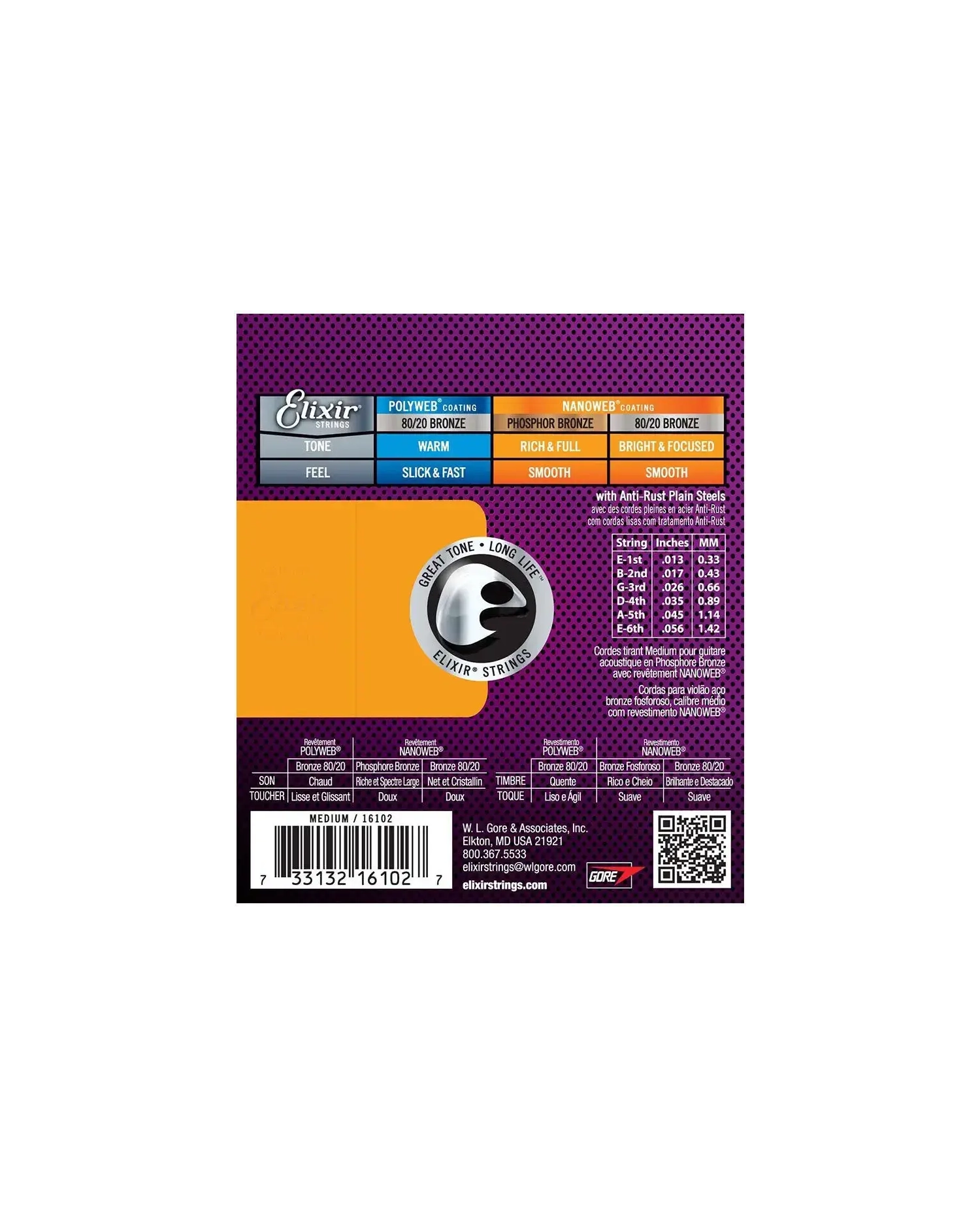 Elixir Nanoweb Phosphor Bronze Medium 13-56 - Set Corzi Chitara Acustica