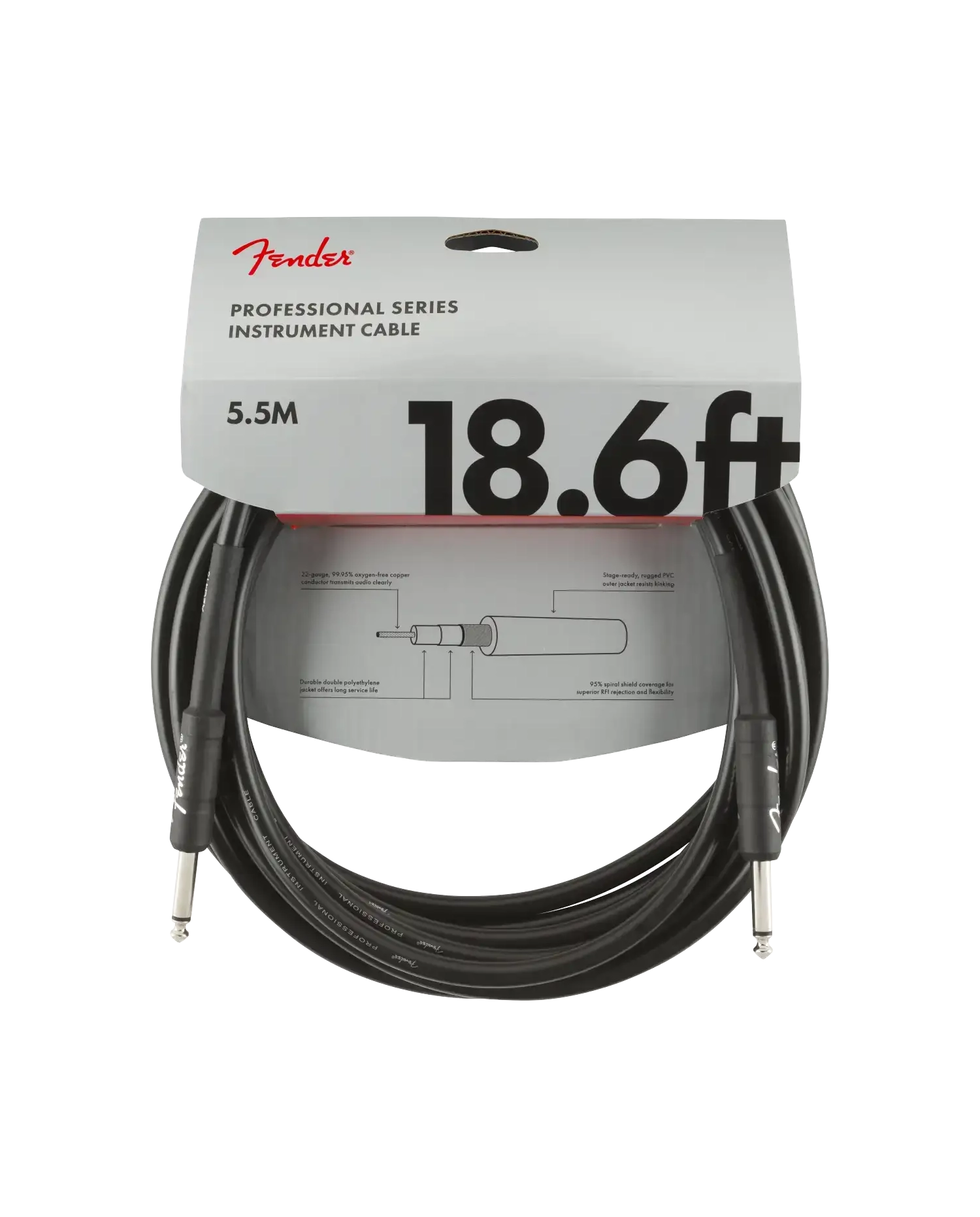 Fender Professional 18.6 Black Jack-Jack - Cablu Instrument 5.5m