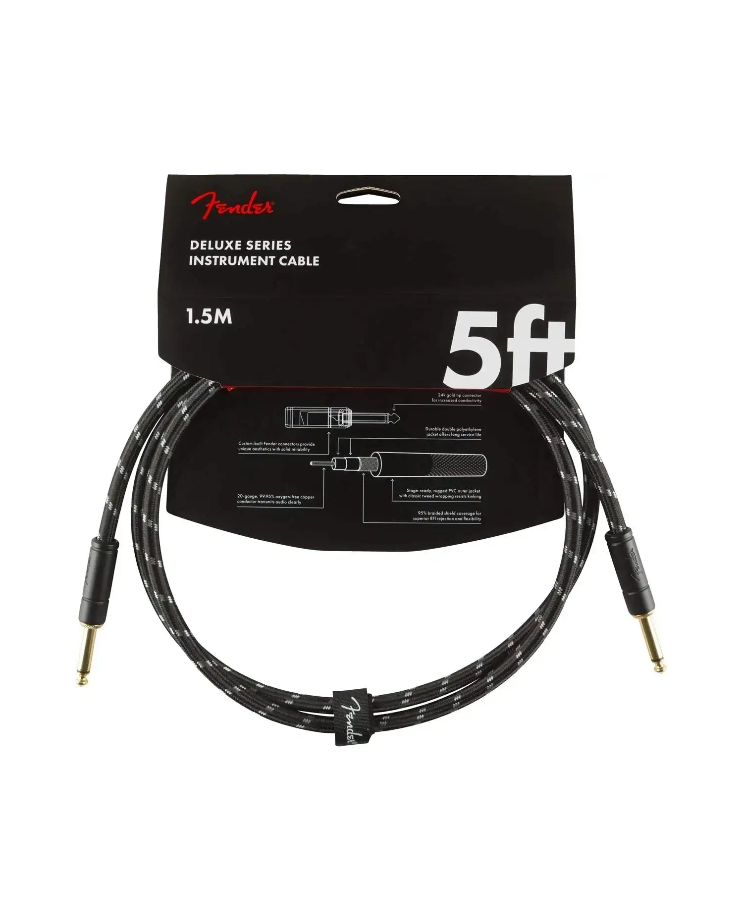 Fender Deluxe 5 Black Jack-Jack - Cablu Instrument 1.5 m