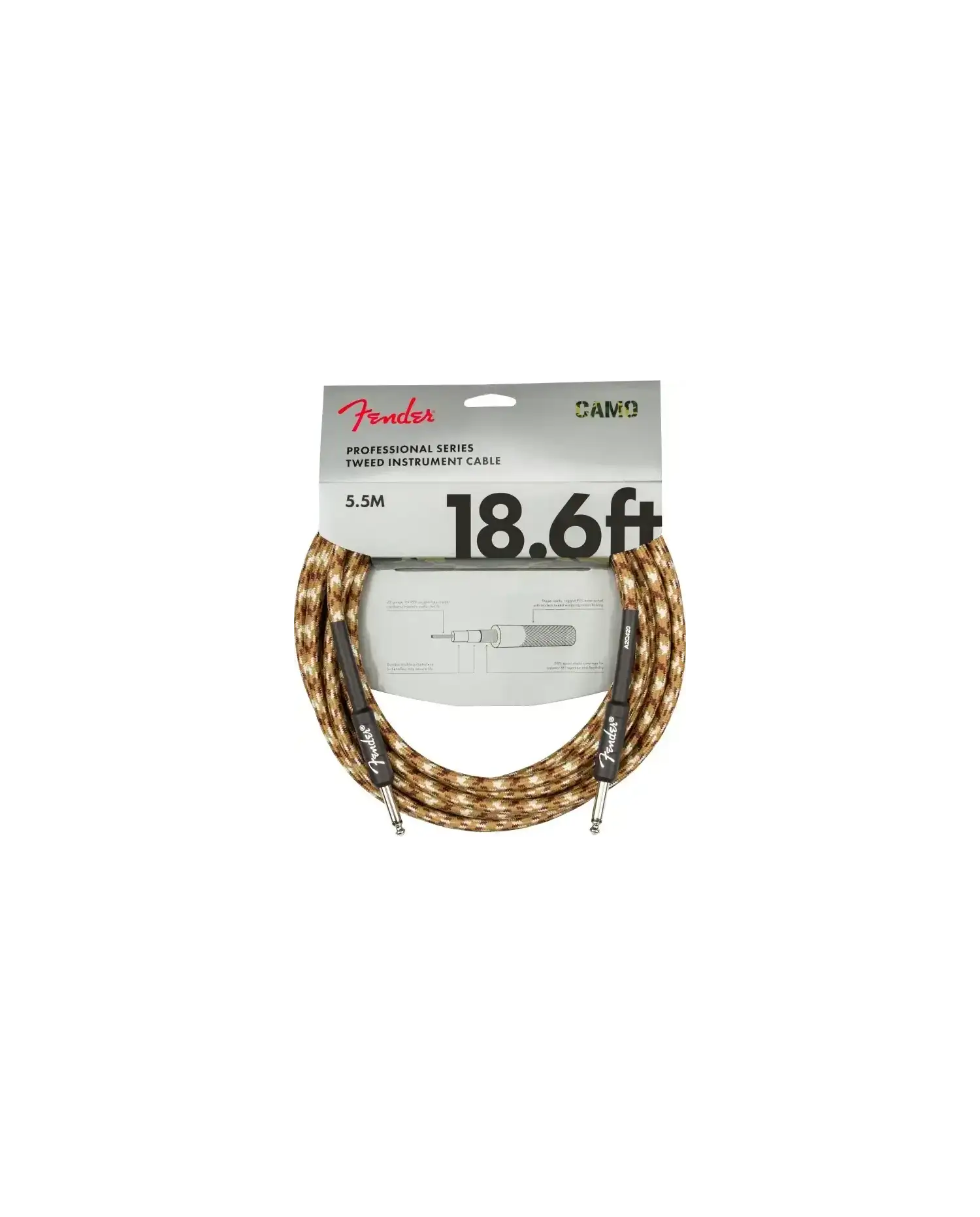 Fender Professional 18.6 Camo Jack-Jack - Cablu Instrument 5.5 m