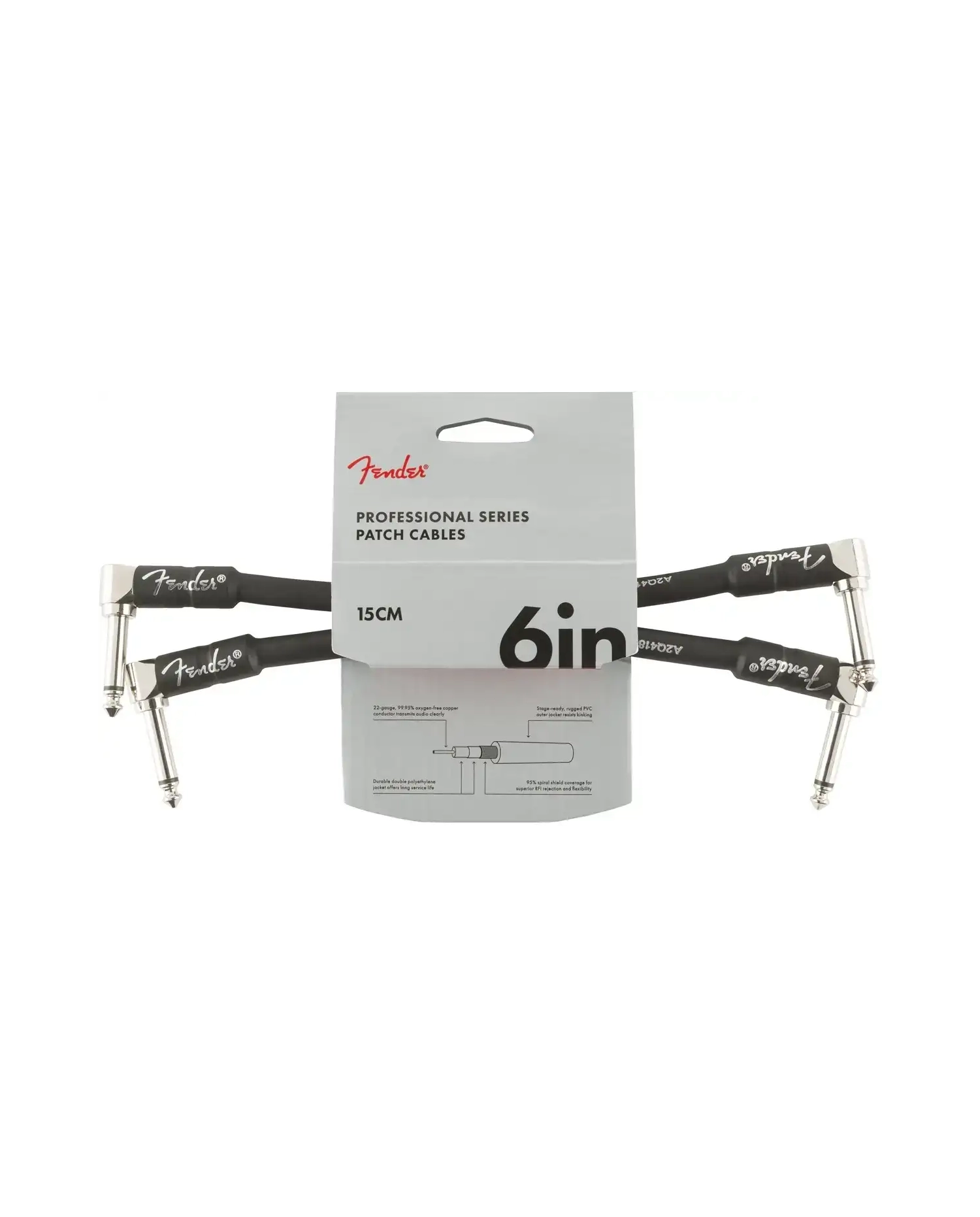 Fender Professional 6" Inst Cable Blk - Cablu Patch 15cm (2 buc.)