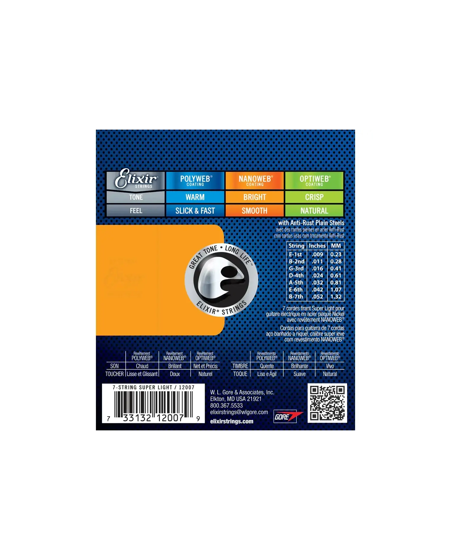 Elixir Nanoweb Superlight 09-52 7 String - Set Corzi Chitara Electrica