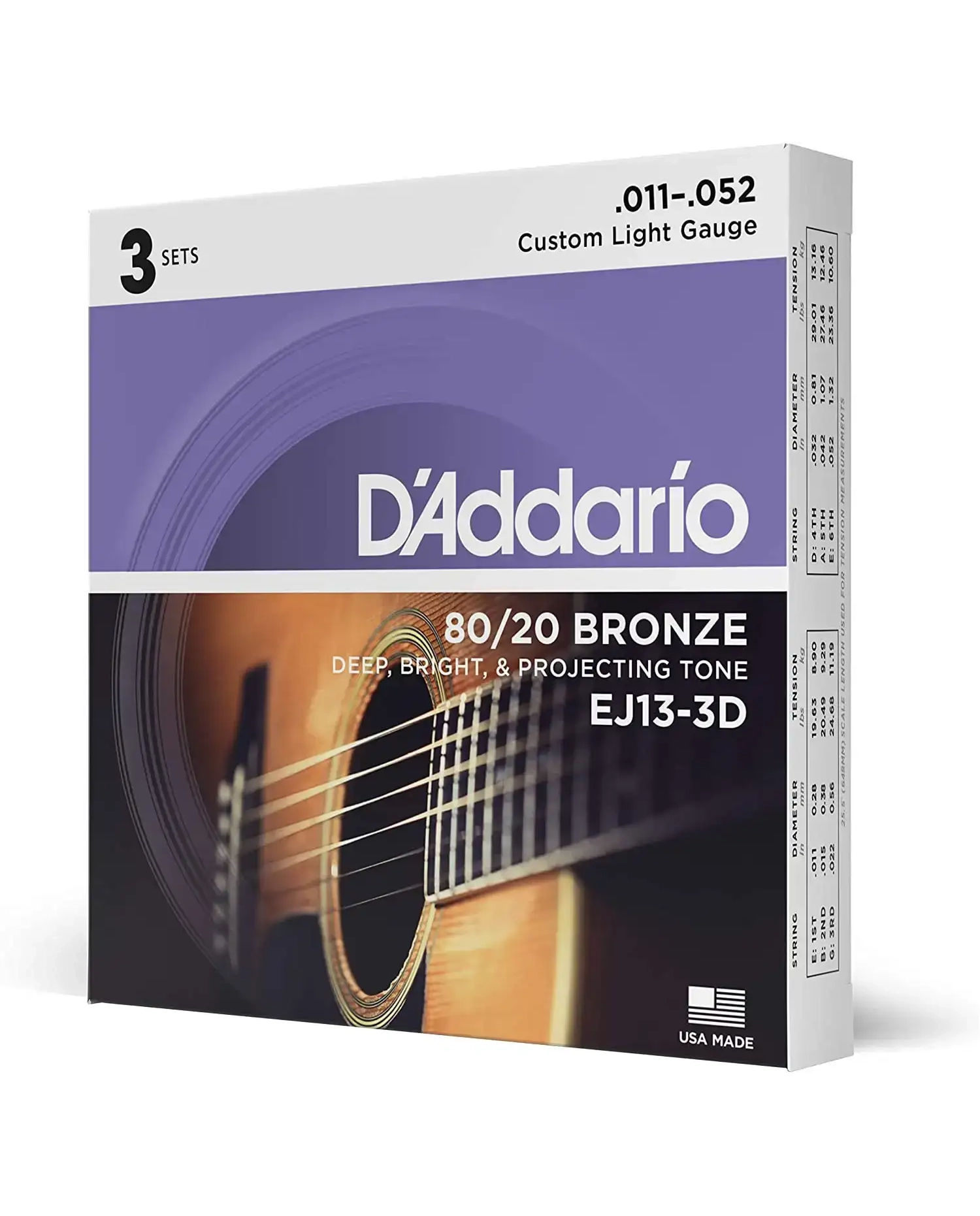 D`Addario EJ13 - Corzi Chitara Acustica 3 PACK