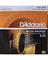 D'Addario EJ10 80/20 Bronze - Set Corzi Chitara Acustica 10-47