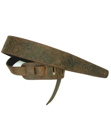 LM Straps Tooled Leather Brown - Curea Chitara