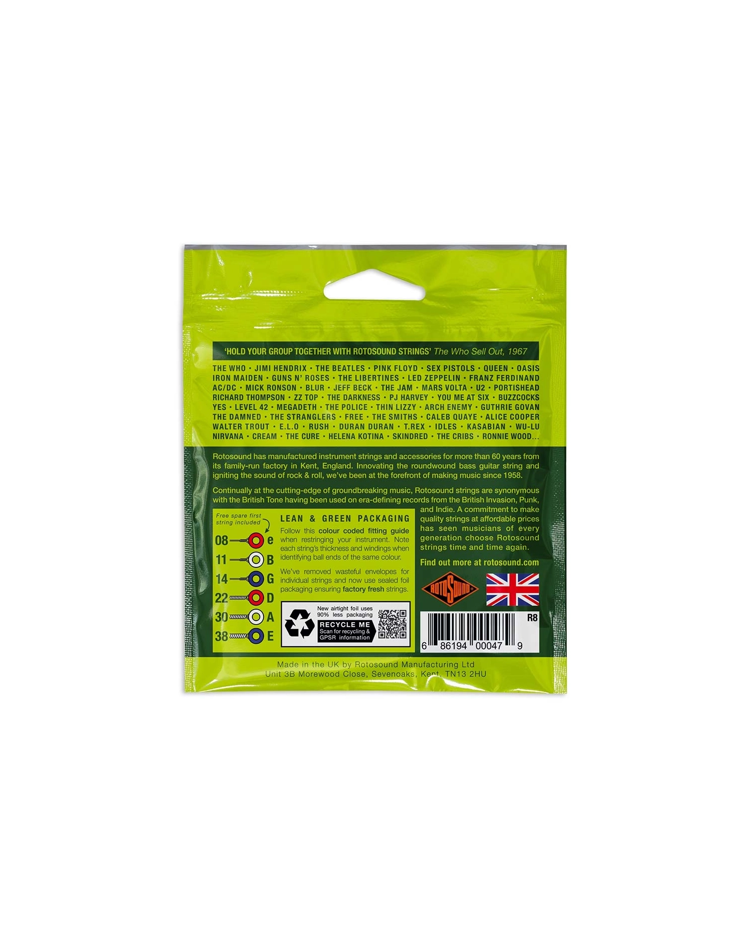 Rotosound Roto Greens R8 - Set Corzi Chitara Electrica 08-38