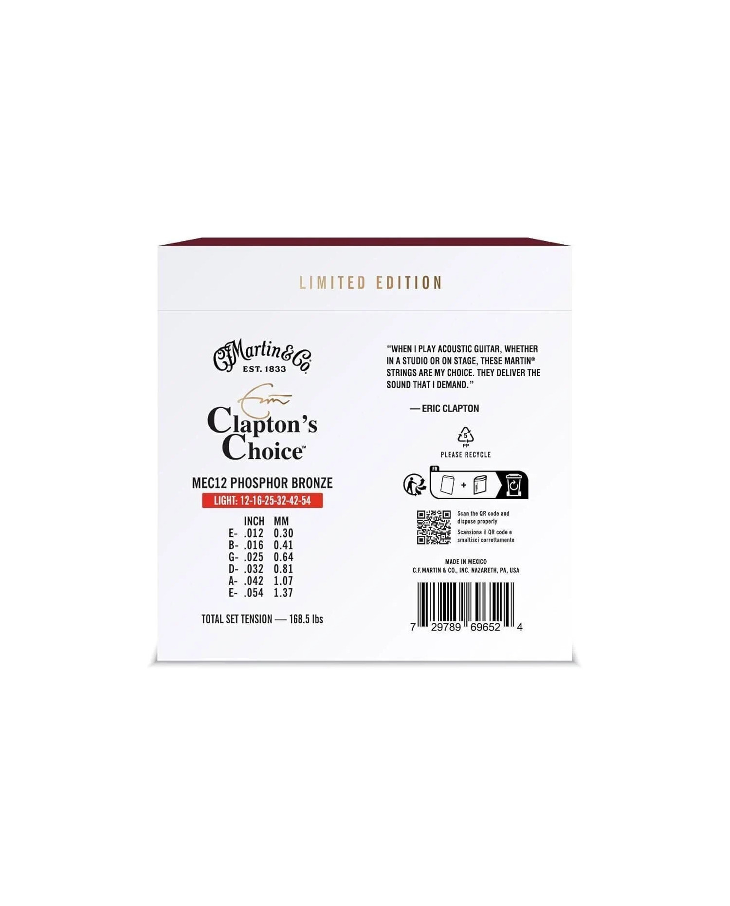 Martin Eric Clapton 20th Anniversary - Set Corzi Chitara Acustica 12-54