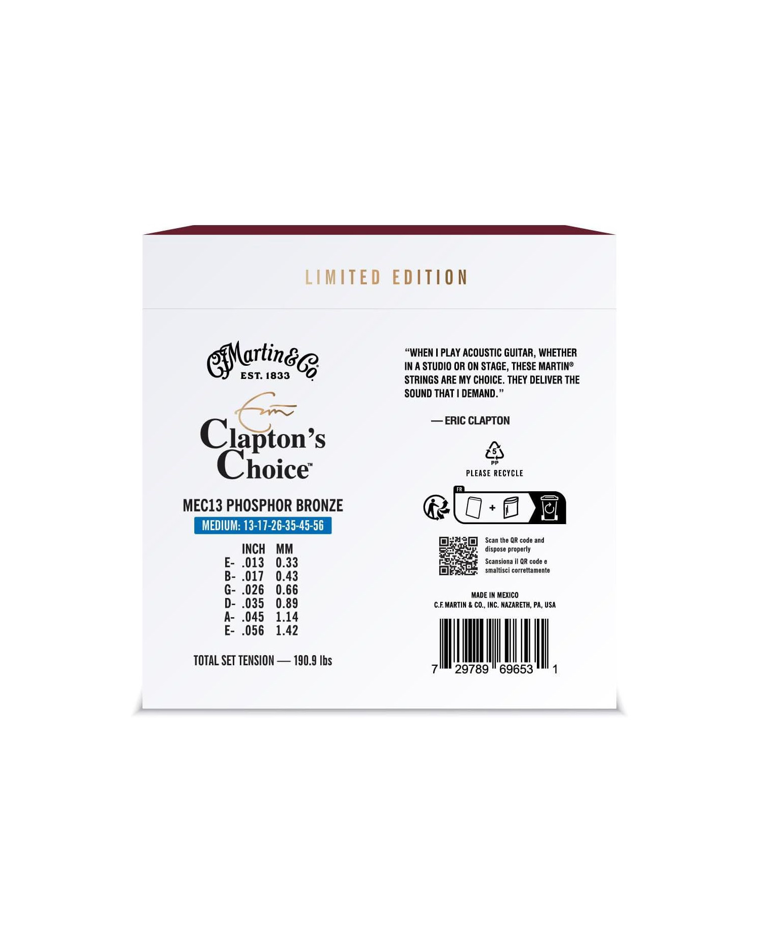 Martin Eric Clapton 20th Anniversary - Set Corzi Chitara Acustica 13-56