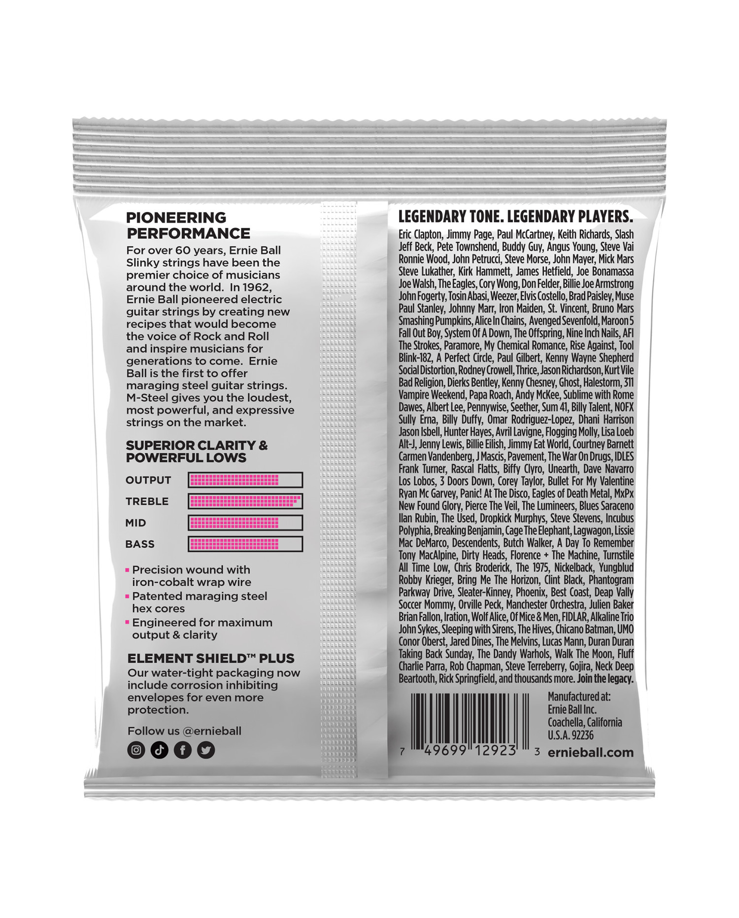 Ernie Ball M-Steel Super Slinky 9-42 - Set corzi chitara electrica
