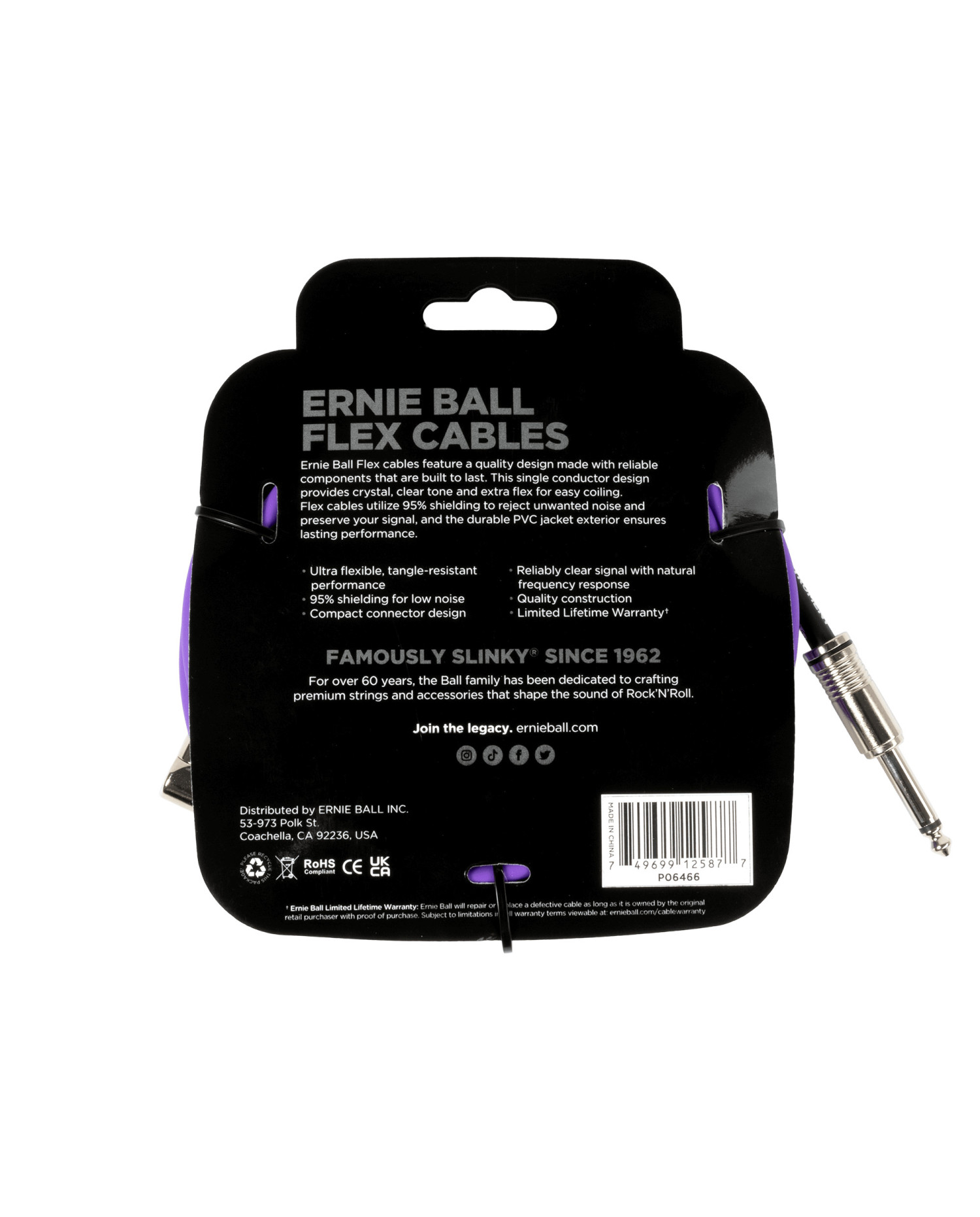Ernie Ball Flex Purple Angle - Cablu Instrument 6m