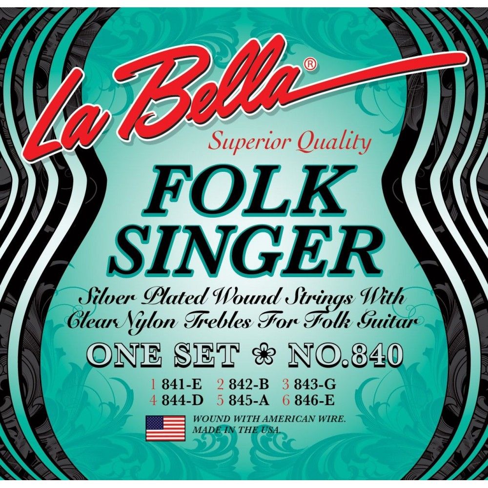 La Bella Folksinger Clear Medium Tension - Set Corzi Chitara Acustica La Bella - 1